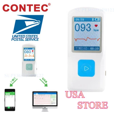 CONTEC PM10 Portátil ECG Máquina Monitor de Latidos Cardíacos Foto 1 de 4