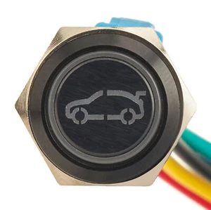 Interruptor de botón pulsador de metal iluminado APS - negro, liberación de arranque (momentáneo) - Imagen 1 de 9