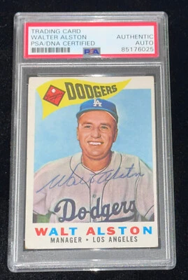 Walt Alston "LA Dodgers 1st Manager RC" Signed 1960 Topps Rookie Card Auto PSA - Изображение 1 из 3