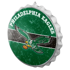 Letrero de pared con tapa de botella Philadelphia Eagles barra envejecida decoración metal 13,5" FOCO - Imagen 1 de 1