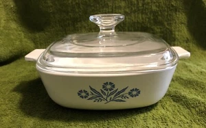 Corning Ware Vintage 1 qt P-1-B Casserole Dimple Lid Cornflower Blue Made in USA - Picture 1 of 10
