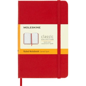 Moleskine Classic Ruled Notebook Scarlet Red Pocket Hardcover Elastic Closure - Picture 1 of 8