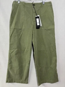 New Nili Lotan White Cotton Wide Leg Leon Boy Pants Womens Size 12 Green NWT - Picture 1 of 14