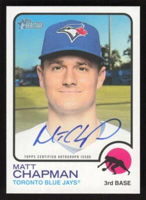 2022 TOPPS HERITAGE MATT CHAPMAN ROA-MC REAL ONE AUTOGRAPH HIGH NUMBER BLUE JAYS - Image 1 of 2