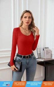 Summer Women's Scoop Neck Short Sleeve Shirts Ribbed Slim Fitted Casual Basic To - Picture 1 of 9