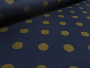 Resto de tela 20x150cm Jersey puntos lunares azul marino kiwi oliva tela de v... - Imagen 1 de 4