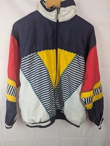 Vintage Jeneve 90s Mens Windbreaker Jacket Multicoloured Long Sleeve Size UK M - Picture 1 of 5