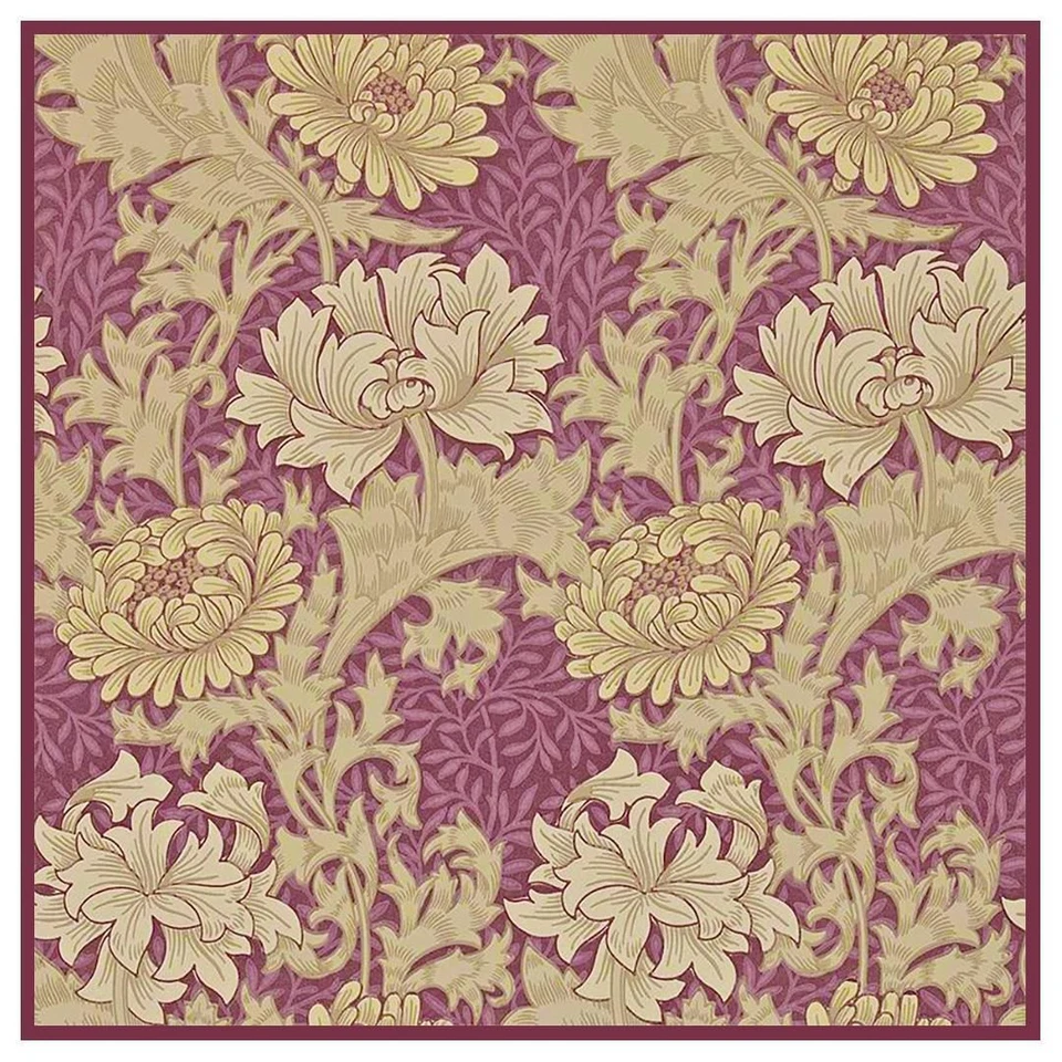 Chrysanthemum Detail Burgundy William Morris Counted Cross Stitch Pattern