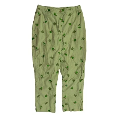 Lilly Pulitzer Women's Size 2 Star & Cherry Embroidered Cropped Pants Green Pink - Image 1 of 4