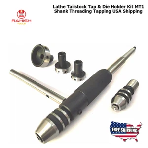 New Lathe Tail stock Tap & Die Holder Kit MT1 Shank Threading Tapping Set USA - Picture 1 of 12