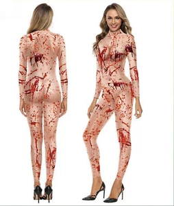 Damen Halloween Karneval blutig 3D bedruckt bequeme Kleidung enge Kleidung - Bild 1 von 11