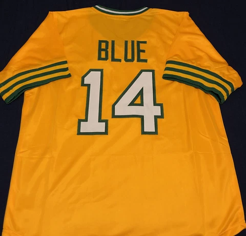 Vida Blue Custom￼ Throwback Yellow Oakland Athletics Jersey Mens Size 2XL Cover