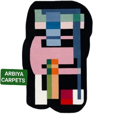 Irregular Multicolor Hand-Made-Tufted Carpet Modern Designer Area Rug Room - Image 1 of 4