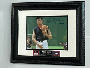 Steiner Charlie Sheen “Major League” signed photo framed w/engraved nameplate