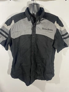 Harley-Davidson para hombre 3 tonos negro gris ventilado bloque de color S/S bordado - Imagen 1 de 7
