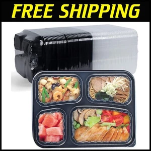 Reusable 34oz Bento Boxes with 4 Compartments - Perfect for Meal Prep & Takeout - Picture 1 of 8