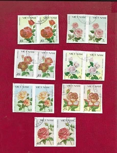 VIETNAM 1987 ROSES SET IMPERFORATE PAIRS - Picture 1 of 1