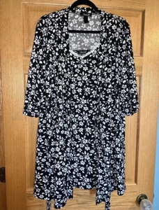 Rene Rofe Sleep Set Robe & Nightie Tank Dress Nightgown - Picture 1 of 3