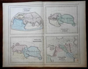 Ancient Geographers Ptolemy Strabo Eratosthenes 1855 Philip Historical map - Picture 1 of 3