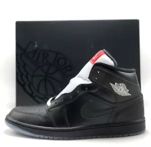 *NEW* Men Air Jordan 1 Mid SE Black/Black-White-Wolf Grey (HV5177 010) 👍 - Picture 1 of 7