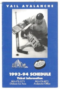 1993-94 Vail Avalanche American Frontier League Hockey Schedule !!! KSKE 610 AM - Picture 1 of 1