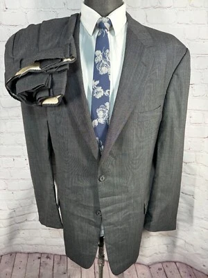 STAFFORD Mens Gray Wool BIG & TALL Pleated 2pc Suit 48L Jacket 43x30 Pant - Image 1 of 4