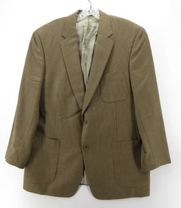 VINTAGE Paul Stuart Sport Coat Men 43 Brown Blazer Wool Houndstooth Jacket Lined - Picture 1 of 15