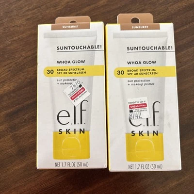 2X e.l.f. PIEL Suntouchable! Whoa Glow FPS 30 SUNBURST, 1,69 fl oz Exp6/25 Foto 1 de 4