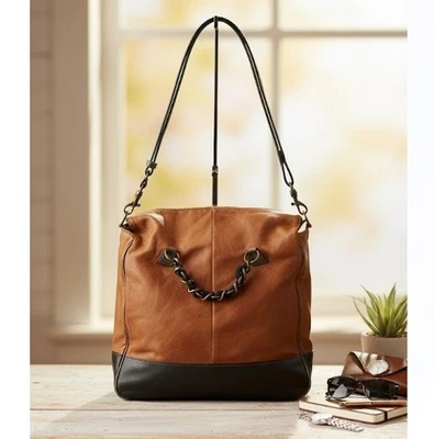 J Crew Shoulder Bag Brown Leather Messenger Travel Adjustable Detachable Strap - Image 1 of 4