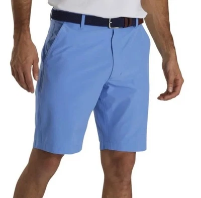 Pantalones cortos de golf FootJoy a rayas rotas para hombre 38 azul laguna frente plano elástico 9,5" Foto 1 de 4