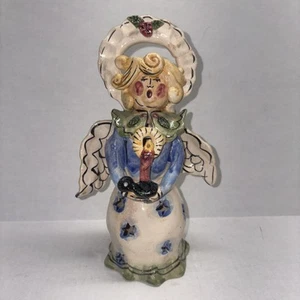 2000 Blue Sky Clayworks Christmas Caroler Angel Tea Light by Heather Goldminc - Picture 1 of 6