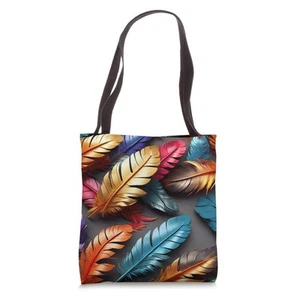 Vibrant Colorful Feathers Design Tote Bag - Picture 1 of 4