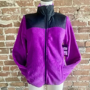 Chaqueta EMILY B Cremallera Completa Para Mujer Oso de Peluche Mediano Suave Vellón Fucsia y Negro - Imagen 1 de 10