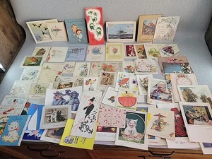 59 Vintage GREETINGS CARDS EPHEMERA birthdays Job Lot Bundle Collection Used - Picture 1 of 13