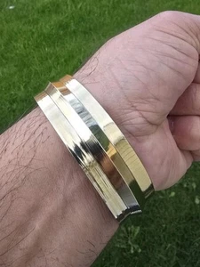 Messing Kara Halsband Design One Edge Sikh Armreif Singh Khalsa breit schwer Kada H3G - Bild 1 von 10