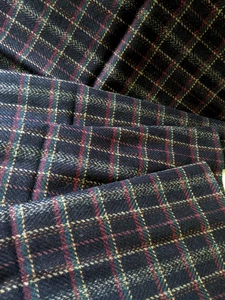 Blue Black Plaid Lightweight Wool Fabric 1 Yard x 60” W Material Crafts Sewing - Picture 1 of 4