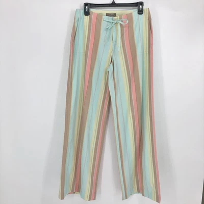 Calça TOMMY BAHAMA listra gelato cordão fácil tamanho 4 rosa/azul/amarela nova com etiquetas - Imagem 1 de 4