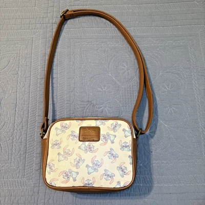 Disney Loungefly All Over Stitch Character Cream & Brown Camera Crossbody Bag  - Image 1 of 4