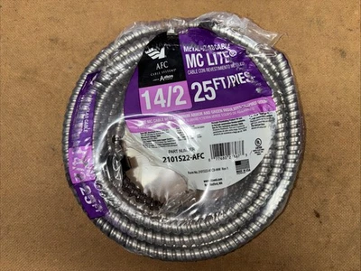 AFC Cable MC Lite 10/2 25 FT Metal Clad Cable With Green Insulated Ground - Image 1 of 4