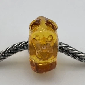 Trollbeads Very Rare Carved Fu Dog Amber Bead Jumbo #655 - Picture 1 of 6