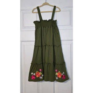 Gymboree Sundress Girl's 7 Green Floral Embroidered Spaghetti Strap Casual - Picture 1 of 4