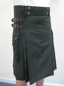 NUOVO NERO UTILITY CARGO MODERNO kilt vita taglie 30 - 52 - Foto 1 di 4