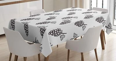 Ambesonne Vineyard Rectangular Tablecloth; White/Gray; Size: 84x60 inches-New! - Image 1 of 4