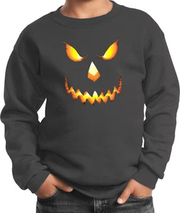 Halloween Pumpkin Head Kids Sweatshirt - Picture 1 of 5