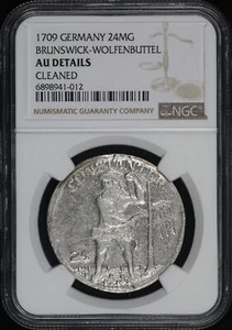 1709 German States Brunsiwck-Wolfenbuttel 24 Mariengroschen NGC AU Det. Cleaned - Picture 1 of 2