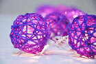 1 Set Of 20 Led Cassis Purple 5Cm Rattan Cane Ball Battery Powered String Lights