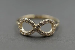 10K Solid Yellow Gold 7 mm x 16 mm Infinity CZ Band Ring. Size 7 - Picture 1 of 9