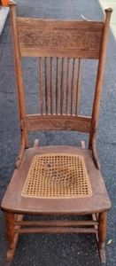 Vintage Rocking Chair – GDC - Solid Wood - Caned Seat - Carved Details - LOVELY - Picture 1 of 10