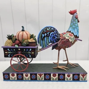 Jim Shore Something to Crow About Rooster Pulling Cart Fruits Vegetables 4008179 - Picture 1 of 10