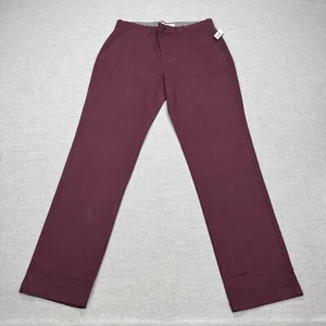 Amazon Essentials Pants Mens 33X34 Burgundy Chino Slim Fit Straight Trousers NWT - Picture 1 of 14